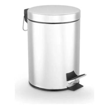 Imagem de Lixeira com Pedal 3 Litros Aço Inox Redonda Cesto Removível Banheiro C