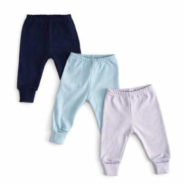 Imagem de Kit 3 Mijão Bebê Culote Suedine 100% Algodão Pé Reversível Vira Pé Cor