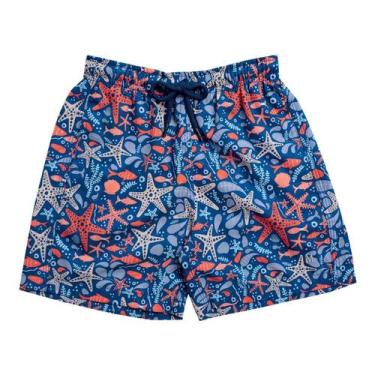 Imagem de Shorts Praia Infantil Mash Meninos Estampado Cós Elástico, Marinho est