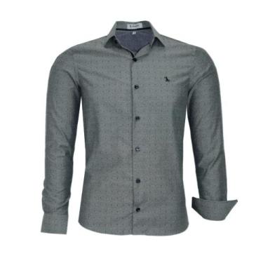Imagem de Camisa Social Amil Masculina Slim Manga Longa Estampada Sem Bolso 1828