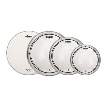 Imagem de Kit de Peles para Bateria Tom Pack Target W2-TP 10+12+14+WC1 14 Free Batedeira-Resposta Transparente Williams Drumheads