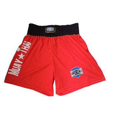Imagem de Punch Silk Shorts Muay Thai, Unissex, Vermelho/Branco, M
