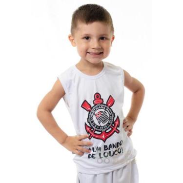 Imagem de Camiseta Regata Infantil Corinthians Oficial, Tam 4, Branco