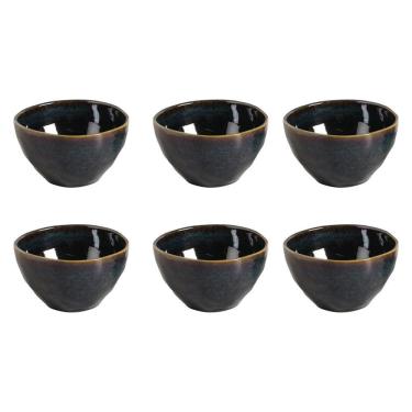 Imagem de Conjunto de Bowls Oceano em Stoneware 558ML 6 Peças Design Artesanal com Relevos Azul Porto Brasil