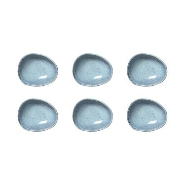 Imagem de Conjunto de Cumbucas Ovais Brezze 265ML 6 Peças Stoneware Acabamento Acetinado para Mesa Azul Porto Brasil