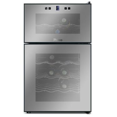 Imagem de Adega de Vinhos Philco PH24 DZ 24 Garrafas 2 Portas Vidro Duplo Inox 69L 220V