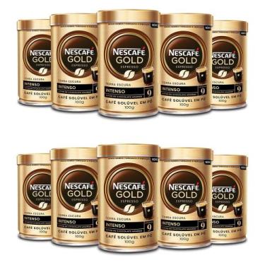 Imagem de Café Solúvel Nescafé Gold Intenso Kit 10 Latas de 100g