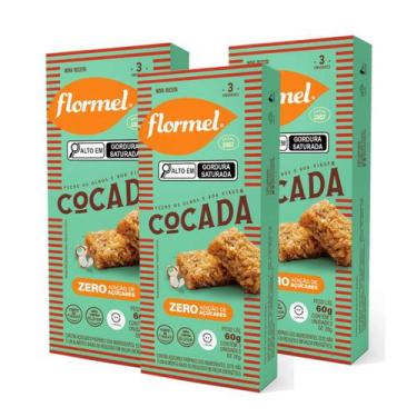 Imagem de Kit Cocada Zero Açúcar Sem Glúten - Flormel 3 Caixas 60g