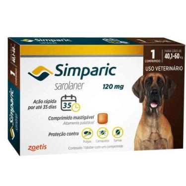 Imagem de Simparic Antipulgas e Carrapatos 120Mg 40,1 Até 60Kg 1Comp Para Cães -