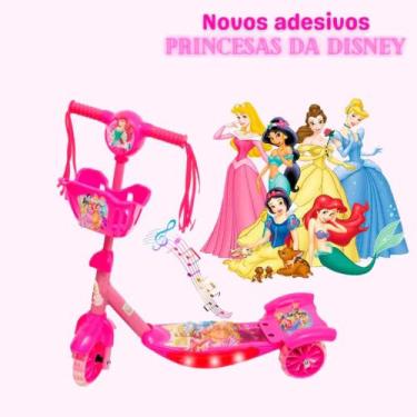 Imagem de Patinete Infantil Princesa Menina Musica C/Cesta + Luz Promoção - chic