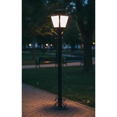 Imagem de Poste Jardim Colonial Preto 1,76m Aço Elegante e Durável - Congratulat