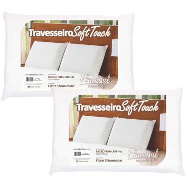 Imagem de Travesseiros Soft Touch Plumasul 50 x 70 cm Brancos - 2 Unidades