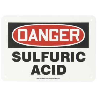 Imagem de Accuform MCHL077VP Placa de Segurança Plástica, Lenda "Ácido Sulfúrico", 18 cm de comprimento x 25 cm de largura x 0,1 cm de espessura, Vermelho/Preto sobre Branco