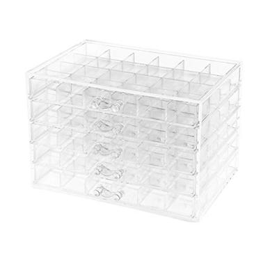 Imagem de Zwbfu Gaveta de armazenamento de acrílico transparente de 5 cama para exibição de arte em esmaltes e joias decorações cosméticas 120 grades Organizadores caixas