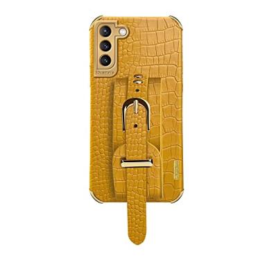 Imagem de Capa de telefone com alça de pulso ajustável em couro 6D para Samsung S10 S20 S21 FE Note 8 9 10 20 Lite Plus Capa Ultra Pro, L38EY2, Amarela, S21 (S30) Plus