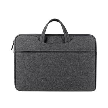 Imagem de Bolsa de transporte para notebook, serve para notebook e tablet de 15,6 polegadas, design elegante, tecido durável e impermeável fino cinza escuro