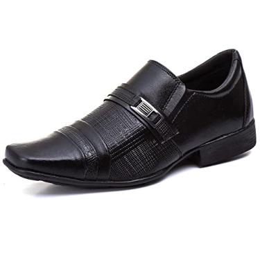 Imagem de Sapato Social Bico Quadrado Masculino Com Texturas Palmilha EVA Conforto Ajuste Elastico Tamanho:38;Cor:Preto;Gênero:Masculino;Departamento BS:Esporte