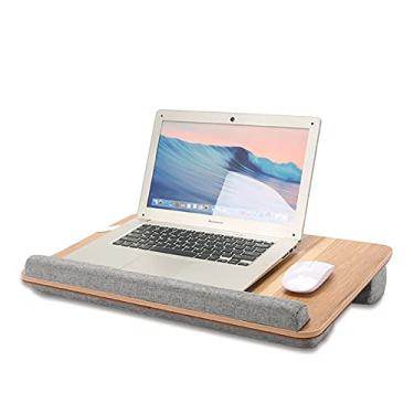 Imagem de LIUHD Mesa de colo para escritório em casa com almofada de pulso embutida, bandeja portátil para laptop para cama, cabe em laptops de até 17 polegadas