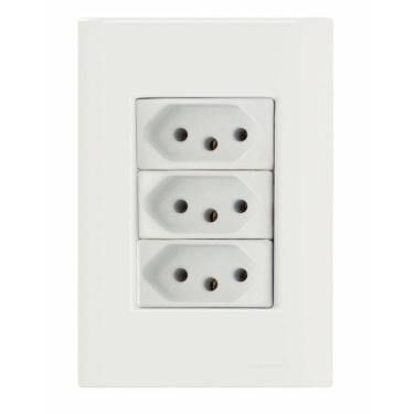 Imagem de Conj 4x2 3 Tomadas 2p+t 10 A 250 V Tramontina Giz Branco