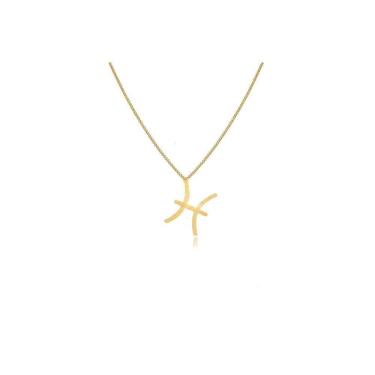 Imagem de Colar Signo De Peixes Folheado Em Ouro 18k