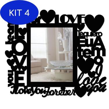 Imagem de Kit 4 Espelho Decorativo Com Moldura - Love