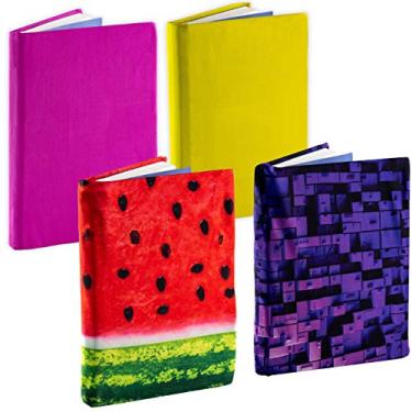 Imagem de Capas para livros reutilizáveis de fácil aplicação, 4 unidades. Melhores Jaquetas Jumbo 9x11 para Voltar à Escola. Elástico para caber na maioria dos grandes livros de capa dura. Cores laváveis e divertidas perfeitas para meninas, meninos, crianças e adolescentes