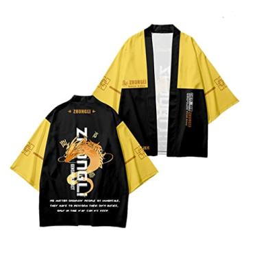 Imagem de Genshin Impact Zhongli Qiqi Klee Jaqueta Cardigan Costume Cosplay Tops Xale Manga 3/4 Manto