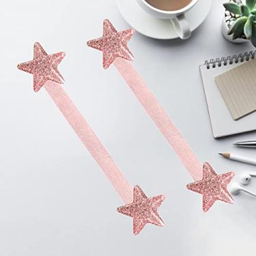 Imagem de 2 peças prendedor de cortina magnética em forma de estrela prendedores de cortina de amarração de cortina para loja em casa, rosa