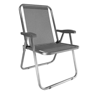Imagem de Cadeira Max Alumínio Praia Piscina Camping Até 140 Kg Cinza - Zaka - Cinza