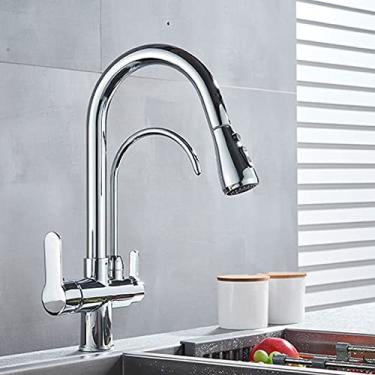 Imagem de Torneira Purificada Kithcen Ouro/Preto/Cromo Torneira Filtro de Água Torneira 2/3 Vias Torneira Quente Frio Misturador Pia Guindaste Cozinha Bebida, Cromo A,1