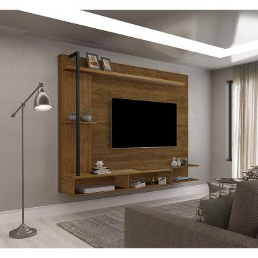 Imagem de Painel para TV 65" com Nichos e Aplique de Metal Ônix Malbec - Luapa