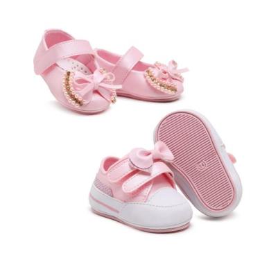 Imagem de Kit Tênis Feminino + Sapatinho Bebê Infantil Menina Kids - Skalvin