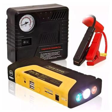 Imagem de Auxiliar de Partida Jump Starter Bateria Externa P/ Veículos Carro Moto C/ Compressor