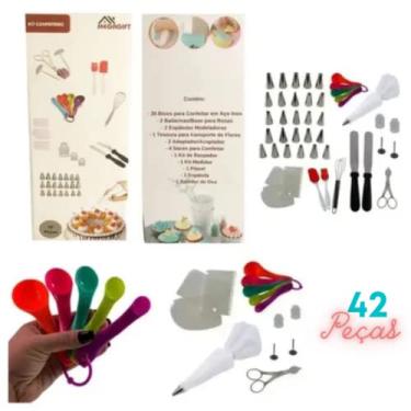 Imagem de Kit Confeiteiro Completo 42 Peças - Espátulas, Bicos, Sacos de Confeitaria