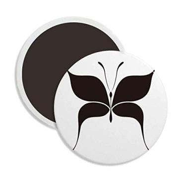 Imagem de Decoração de ímã de geladeira de cerâmica redonda de borboleta preta de fada