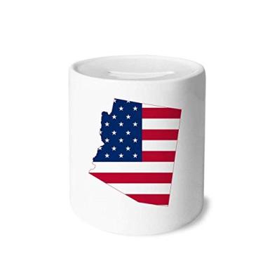 Imagem de DIYthinker Arizona USA Map Stars Stripes Flag Shape Money Box Saving Banks Ceramic Coin Case Kids Adults