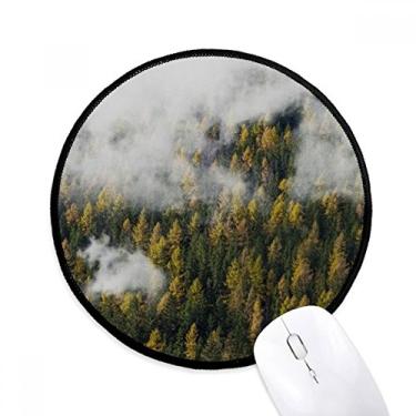 Imagem de DIYthinker Forest Mountain Fog Mist Cloud Autumn Mouse Pad Desktop Office Tapete Redondo para Computador