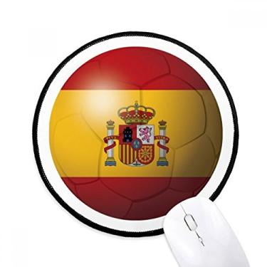 Imagem de DIYthinker Tapete de mouse de futebol da bandeira nacional da Espanha para mesa de escritório tapete redondo para computador