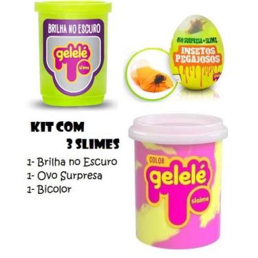 Imagem de Kit Com 3 Slimes Geleca Brilha No Escuro Brinquedo Criança - Gelele