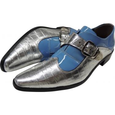 Imagem de Sapato Masculino em Couro Azul Bebê com Prata - Paris Collection Ref: 2023