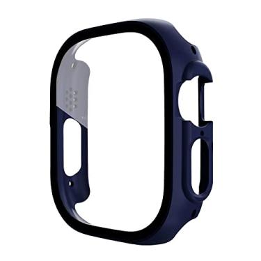 Imagem de HAODEE Capa de vidro para Apple Watch case 49mm Acessórios Protetor de tela de PC All-Around Capa temperada Apple Watch Ultra case (Cor: Mindnight, Tamanho: Ultra 49mm)