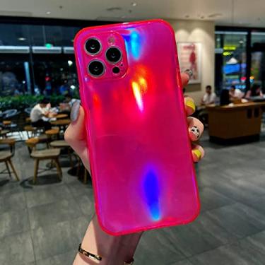 Imagem de Capa quadrada de cor fluorescente de néon laser para iphone 13 11 12 pro max xr xs x 6s 7 8 plus se2 mini capa macia de borracha brilhante, rosa, para iphone 11 pro