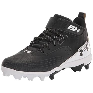 Imagem de Under Armour Sapato masculino Harper 7 Mid Rubber Moldado Baseball Cleat, (001) Preto/Branco/Preto, 10