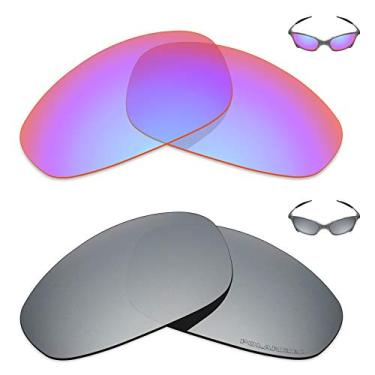 Imagem de Mryok+ 2 pares de lentes polarizadas de substituição para óculos de sol Oakley Juliet – Rosa cobalto/titânio prata