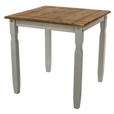 Imagem de Mesa de Jantar Quadrada de Madeira Cinza Lavado - 75,5 Alt X 75 Larg X 75 Prof - Móveis para Sala e Cozinha - Acabamento em Cera, Madeira Pinus Elliottis - PENSE DENTRO DA CAIXA