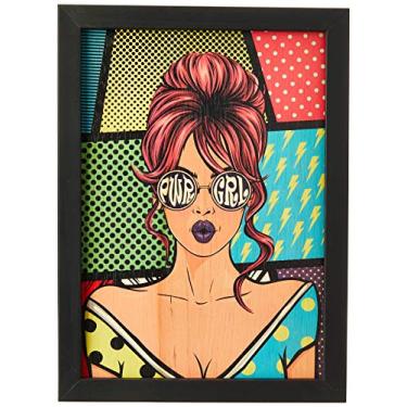 Imagem de Arte Maníacos Quadro Decorativo em Madeira PWR GRL Pop Art - 46x32,5cm (Moldura caixa em laca preta)