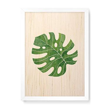 Imagem de Arte Maníacos Quadro Decorativo em Madeira Folha Costela de Adão Furos - 23x16,25cm (Moldura caixa em laca branca)