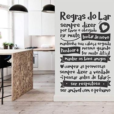 Imagem de Adesivo De Parede Decorativo Regras Do Lar Casa 50x90cm
