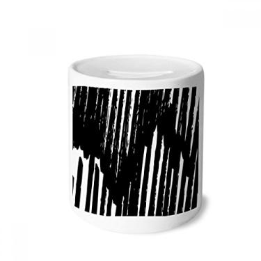 Imagem de DIYthinker Caixa de cerâmica com textura de linhas irregulares para guardar dinheiro, porta-moedas, presente de cofrinho