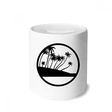 Imagem de DIYthinker Caixa para dinheiro preta de coqueiro, planta, praia, porta-moedas de cerâmica, presente de cofrinho
